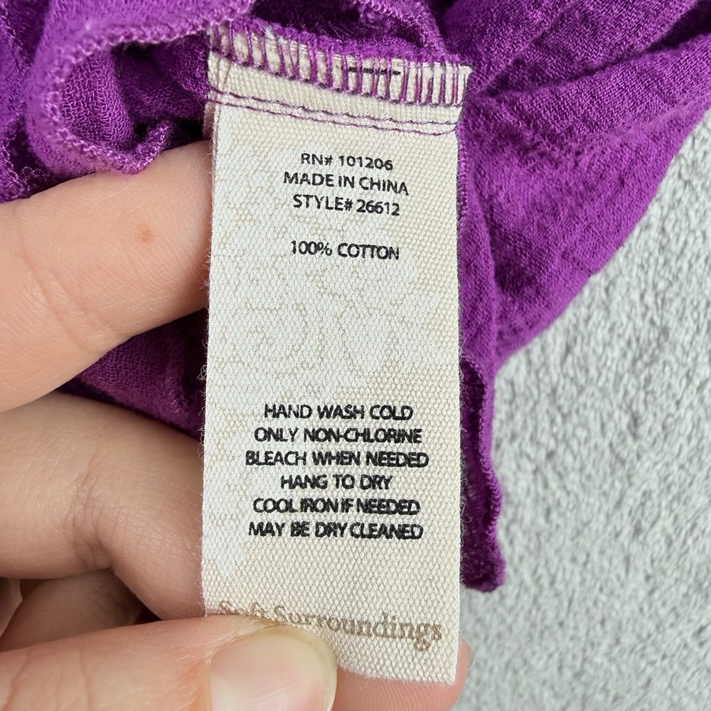 Soft Surroundings Siesta Key Tunic Medium Purple Gauzy Crinkled Layered Hem Boho - Picture 11 of 13
